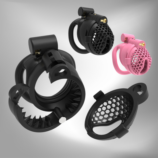 Spiked Chastity Cage with Airflow Holes & Removable Cap – Black/Pink