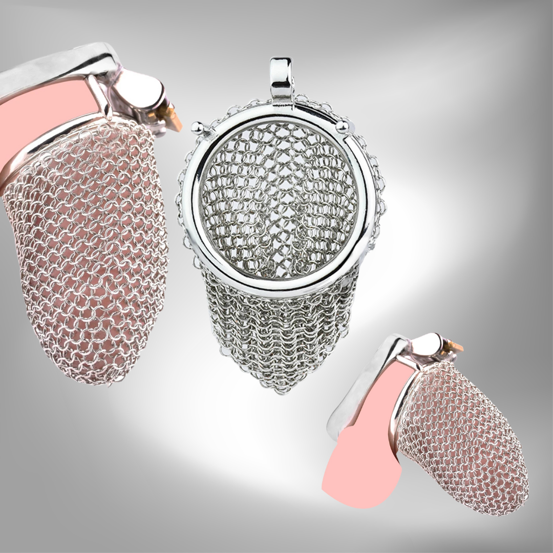 Soft Metal Chastity Cage for Men Hollow Mesh Penis Sleeve - 68mm