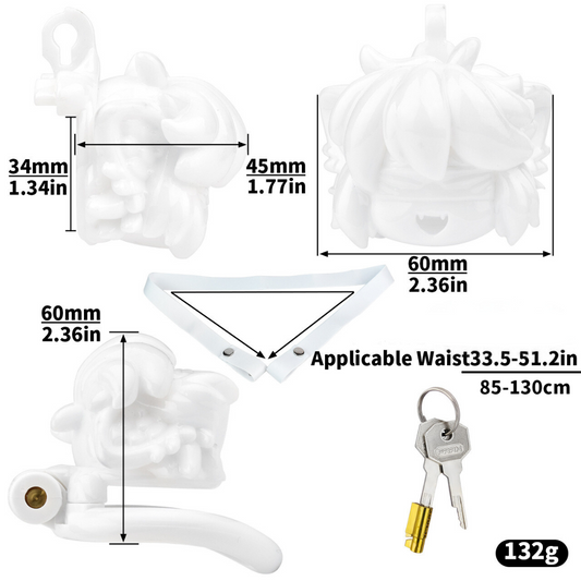 Small 3D Printed Anime Chastity Cage with Strap Kawaii Cartoon Cock Cage