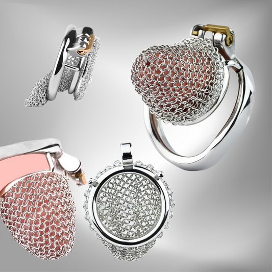 Soft Micro Metal Chastity Cage for Men Hollow Mesh Penis Sleeve - 40mm