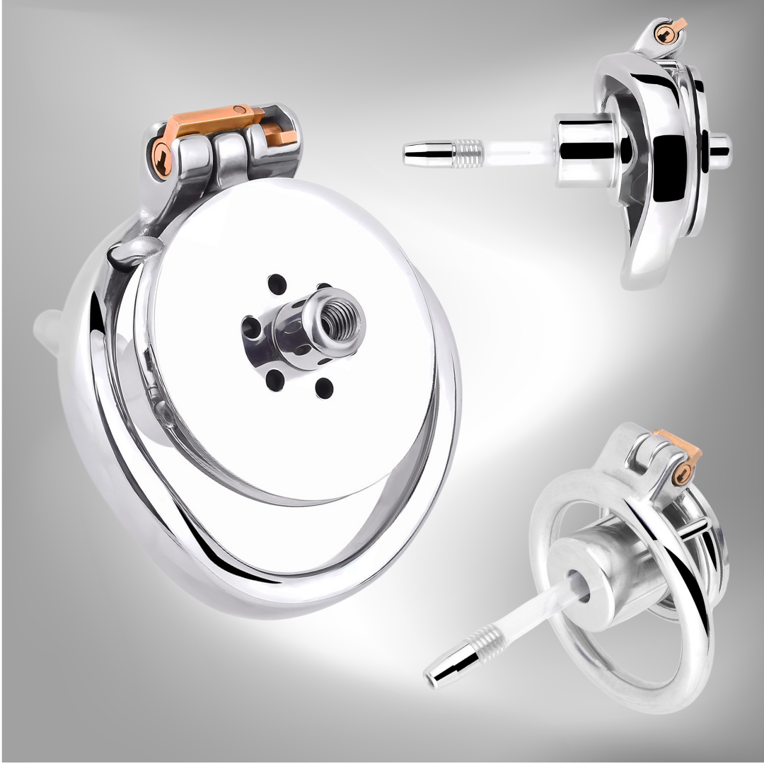 Inverted Chastity Cage with Silicone Urethral Tube - InvertedChastity