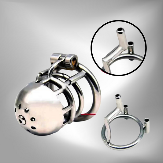 Metal Chastity Cage with Through Hole PA Prince Albert Penis Lock- Cock Cage For Men