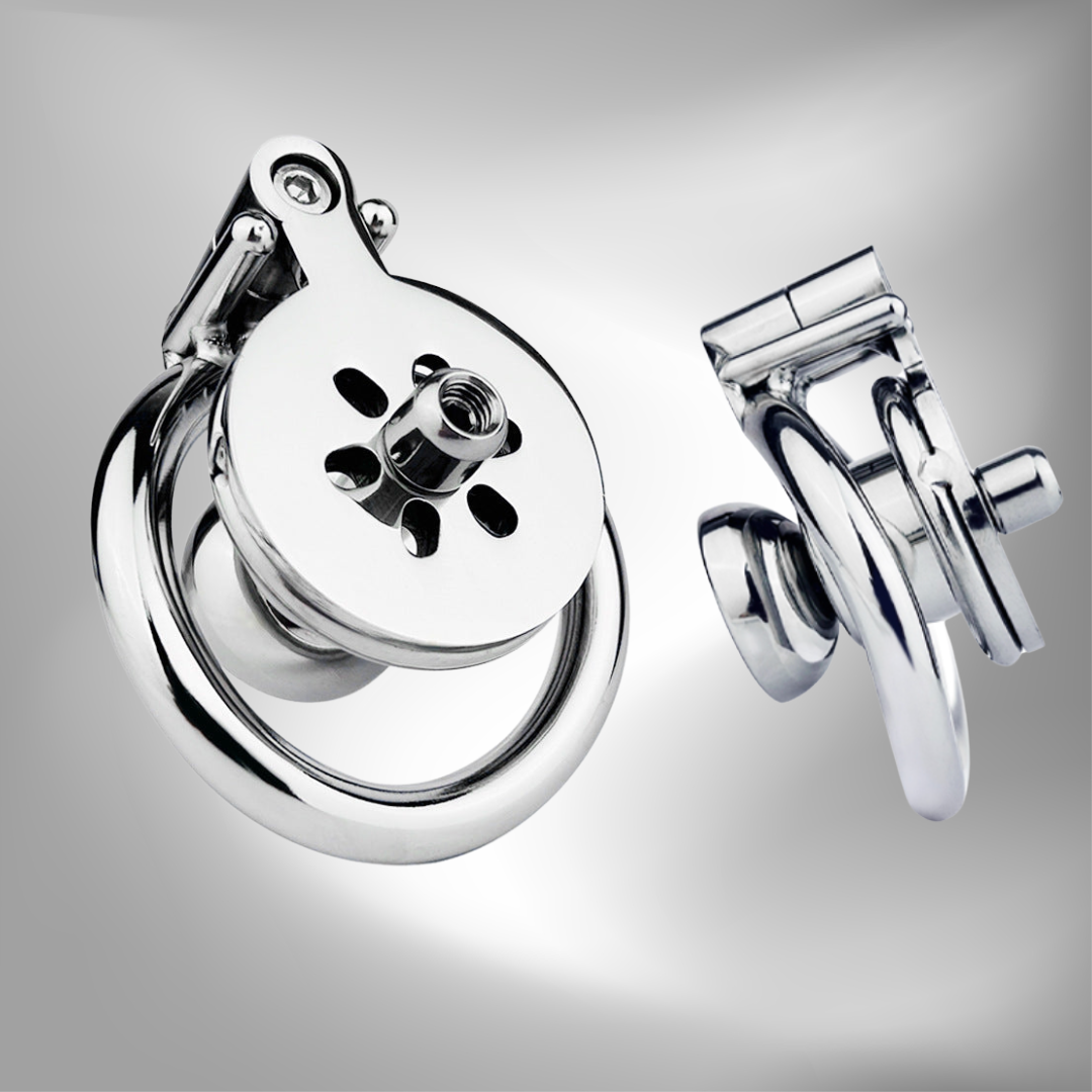 BDSM Sissy Inverted Chastity Cage With Metal Cylinder Penis Rings - InvertedChastity