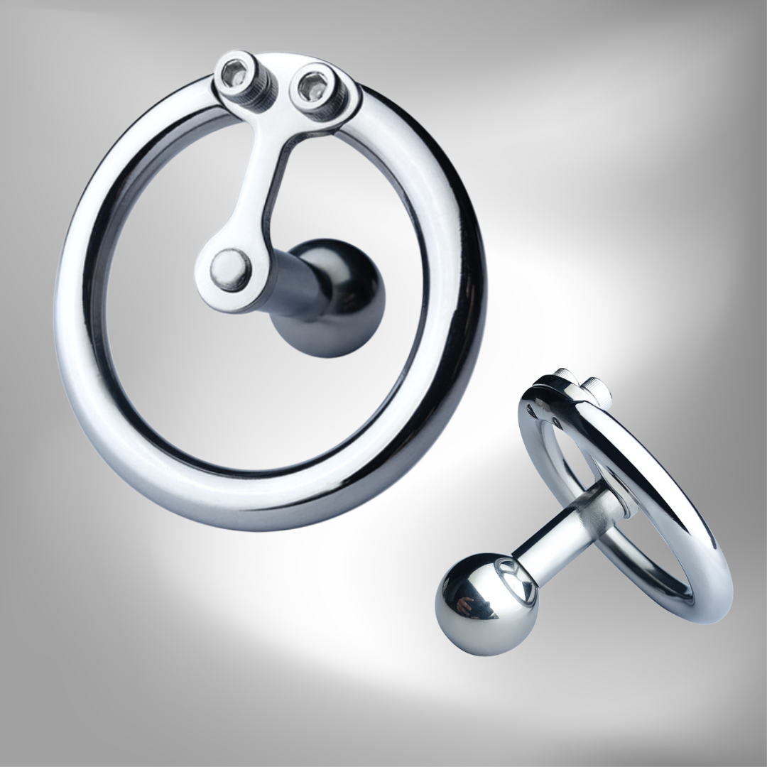 Inverted Chastity Cage with Ball and Metal Bar - InvertedChastity