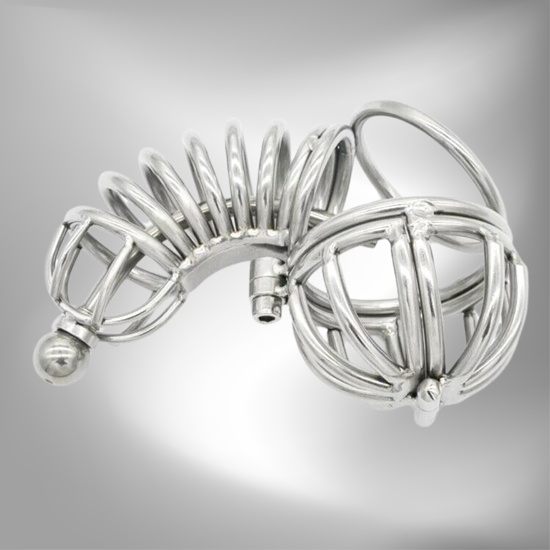 Metal Chastity Cage For Men - Hollow Cock Cage with Urethral Catheter Tube