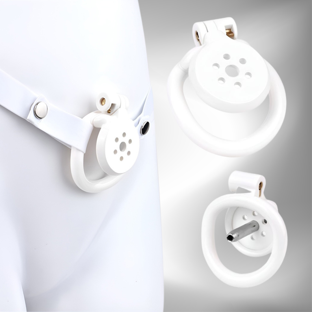 NEW Micro Flat Chastity Cage Belt with Metal Catheter-InvertedChastity