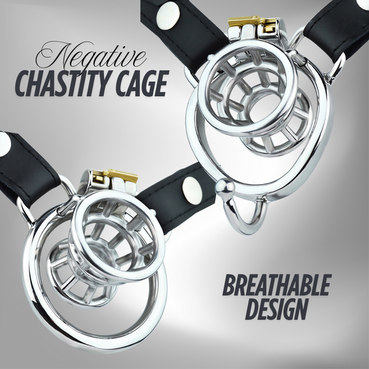 Negative Chastity Cage with Adjustable PU Strap Chastity Belt For Men with Inverted Cock Cage