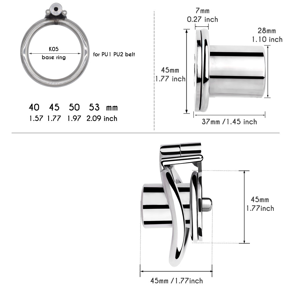 Inverted Chastity Cage with Metal Cylinder and Silicone Urethral Tube - InvertedChastity