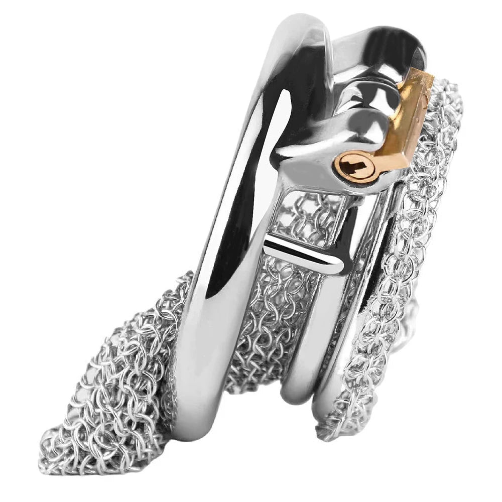 Soft Metal Chastity Cage for Men Hollow Mesh Penis Sleeve - 68mm