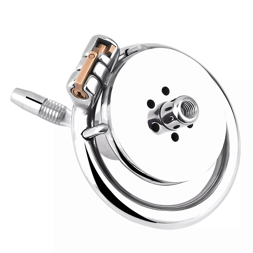 Inverted Chastity Cage with Dildo and Silicone Urethral Tube - InvertedChastity