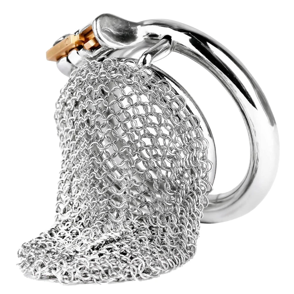 Soft Metal Chastity Cage for Men Hollow Mesh Penis Sleeve - 68mm