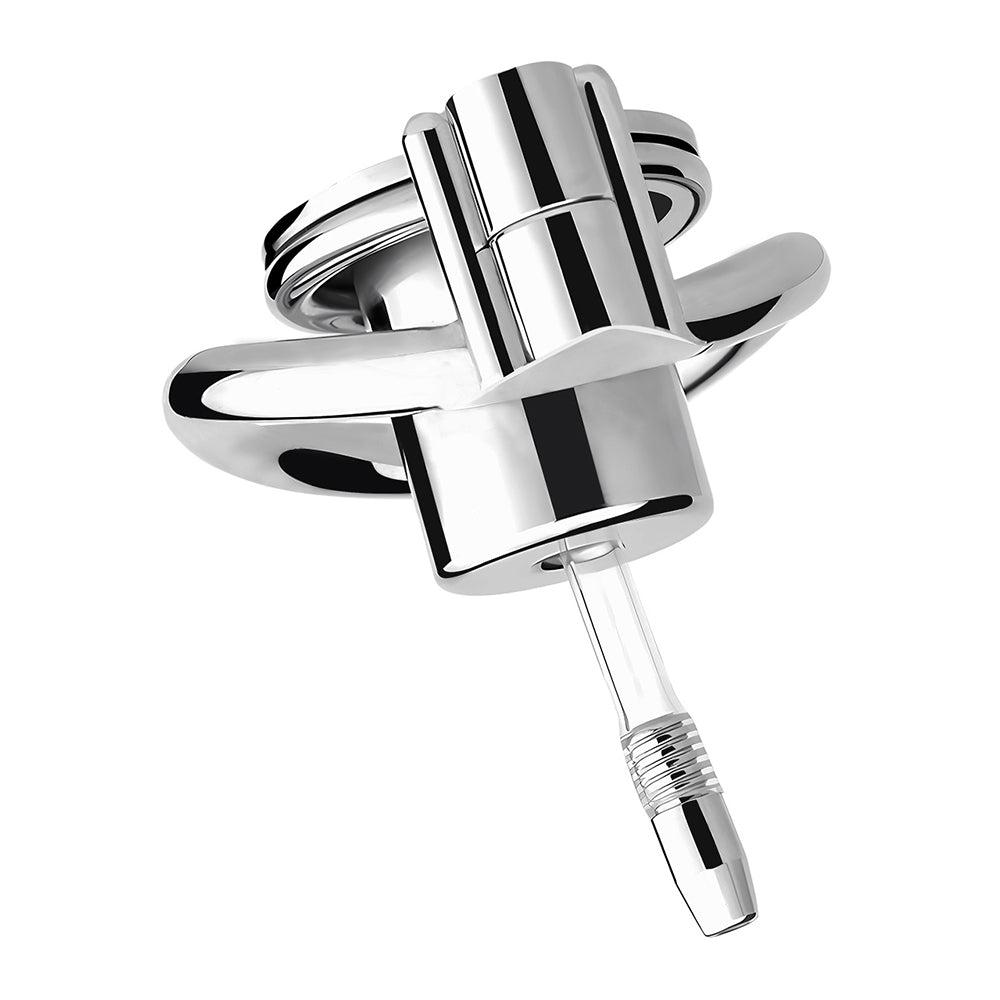 Inverted Chastity Cage with Metal Cylinder and Silicone Urethral Tube - InvertedChastity