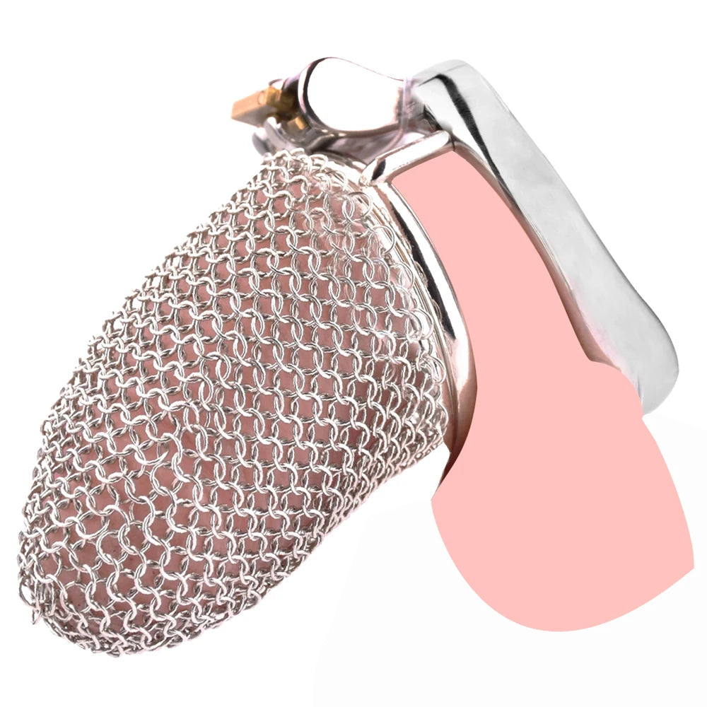 Cage de chasteté en métal souple pour hommes, manchon de pénis en mail –  InvertedChastity