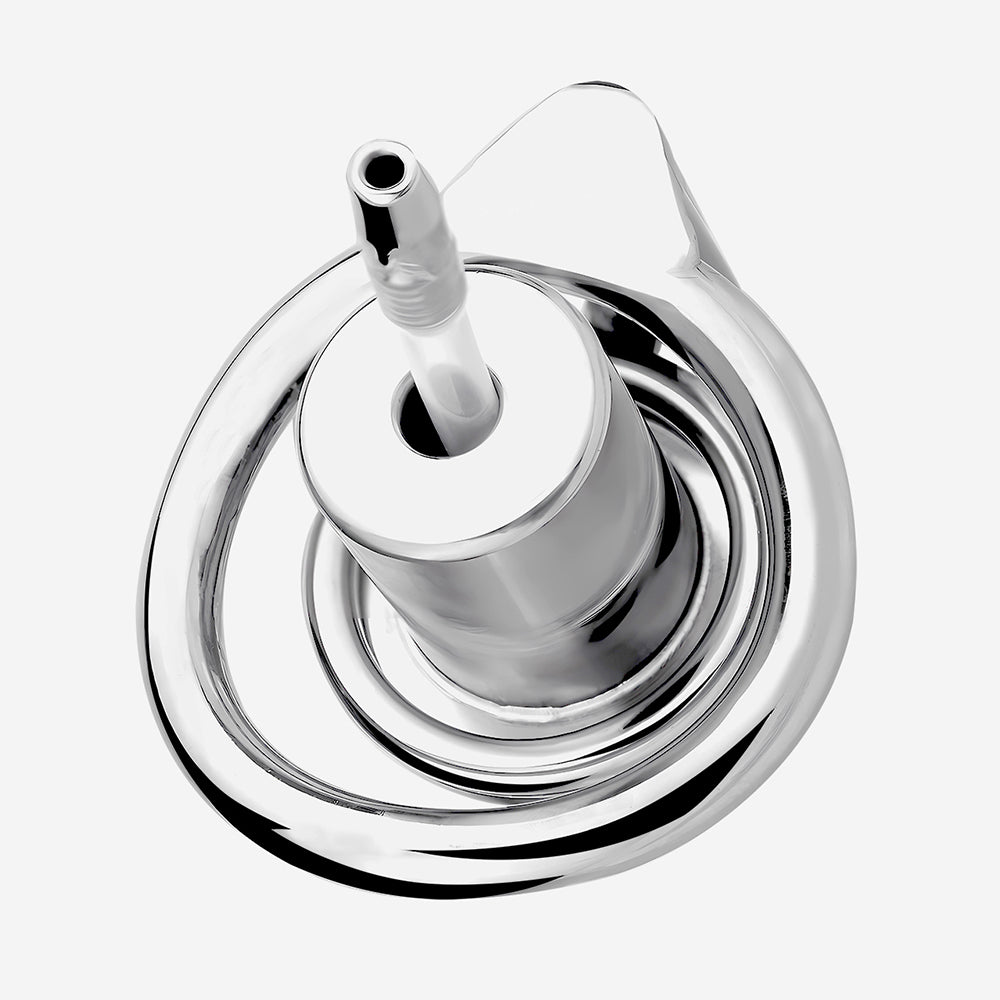 Inverted Chastity Cage with Metal Cylinder and Silicone Urethral Tube - InvertedChastity