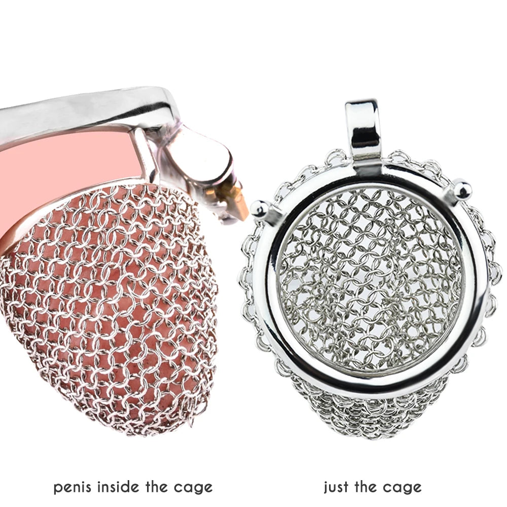 Jaula de castidad de metal suave y micro para hombres, funda de malla hueca para pene, 40 mm