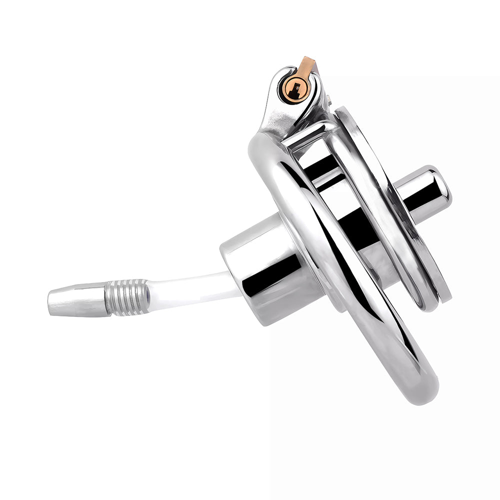 Inverted Chastity Cage with Dildo and Silicone Urethral Tube - InvertedChastity