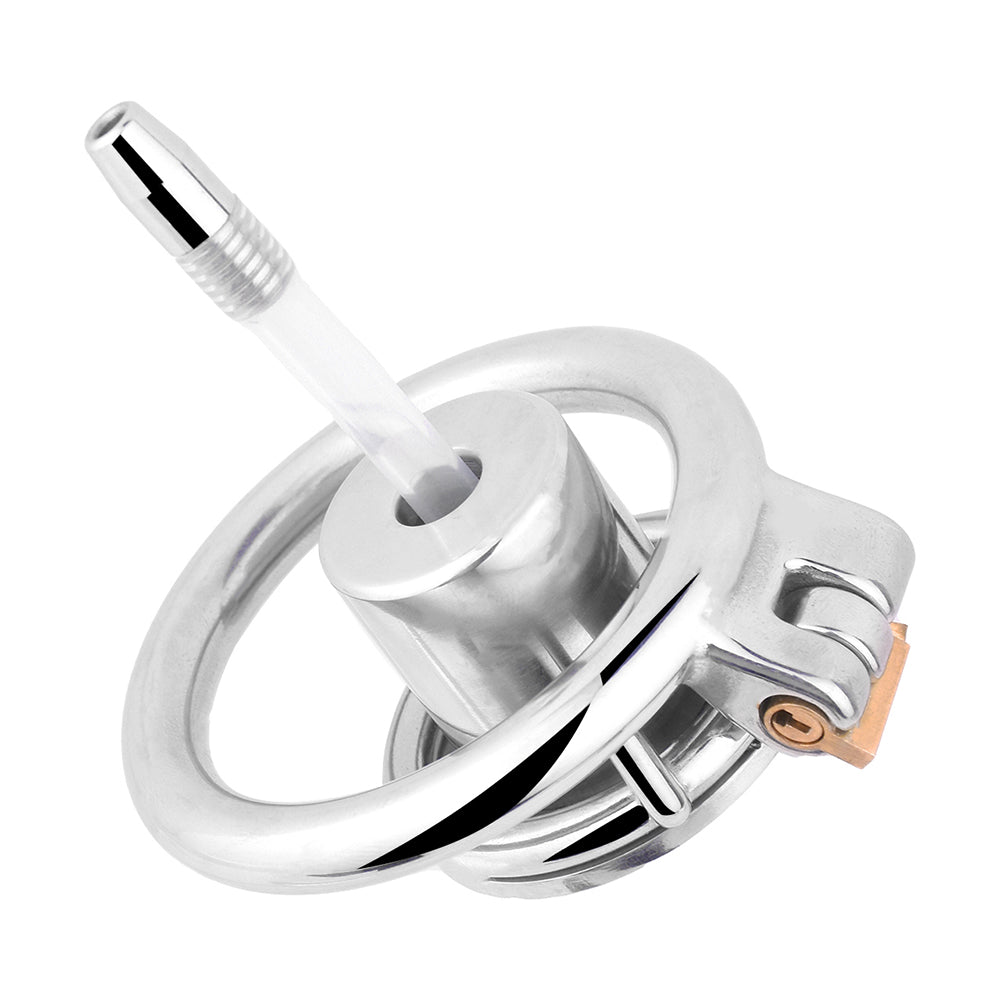 Inverted Chastity Cage with Dildo and Silicone Urethral Tube - InvertedChastity