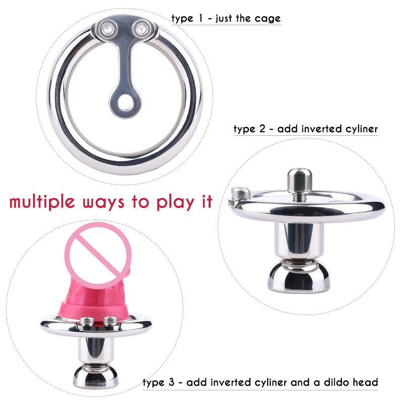 Metal Negative Chastity Cage With Inverted Cylinder and Removable