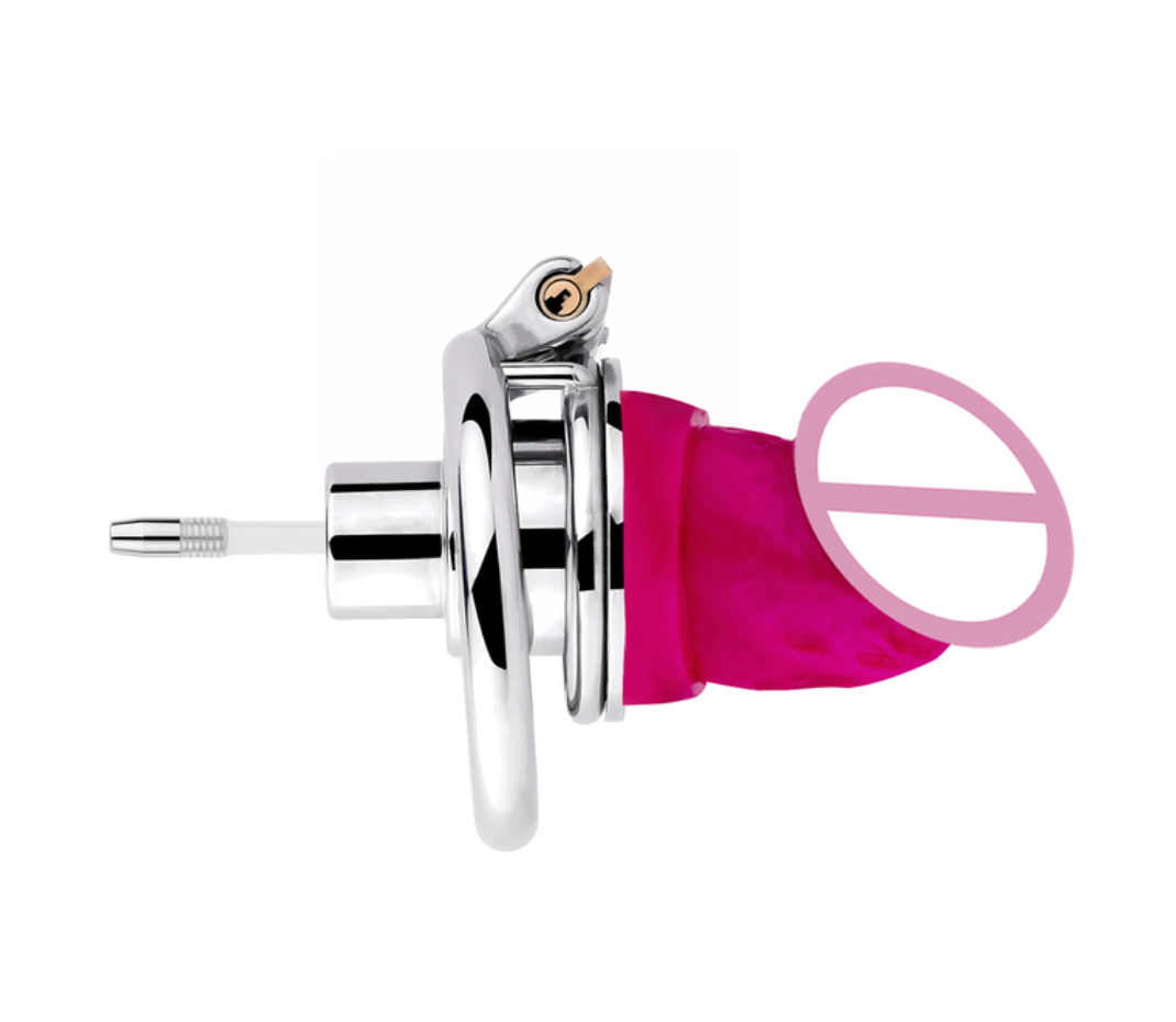 Inverted Chastity Cage with Dildo and Silicone Urethral Tube - InvertedChastity