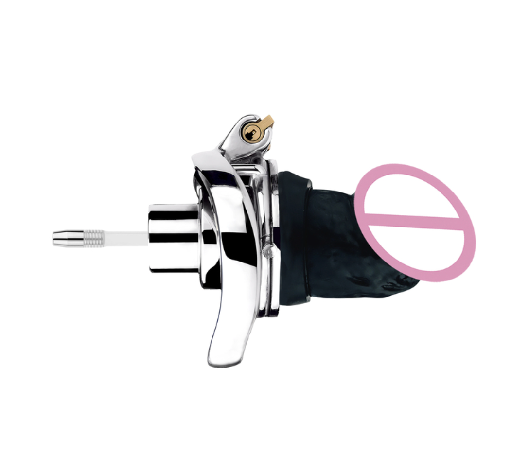 Inverted Chastity Cage with Dildo and Silicone Urethral Tube - InvertedChastity