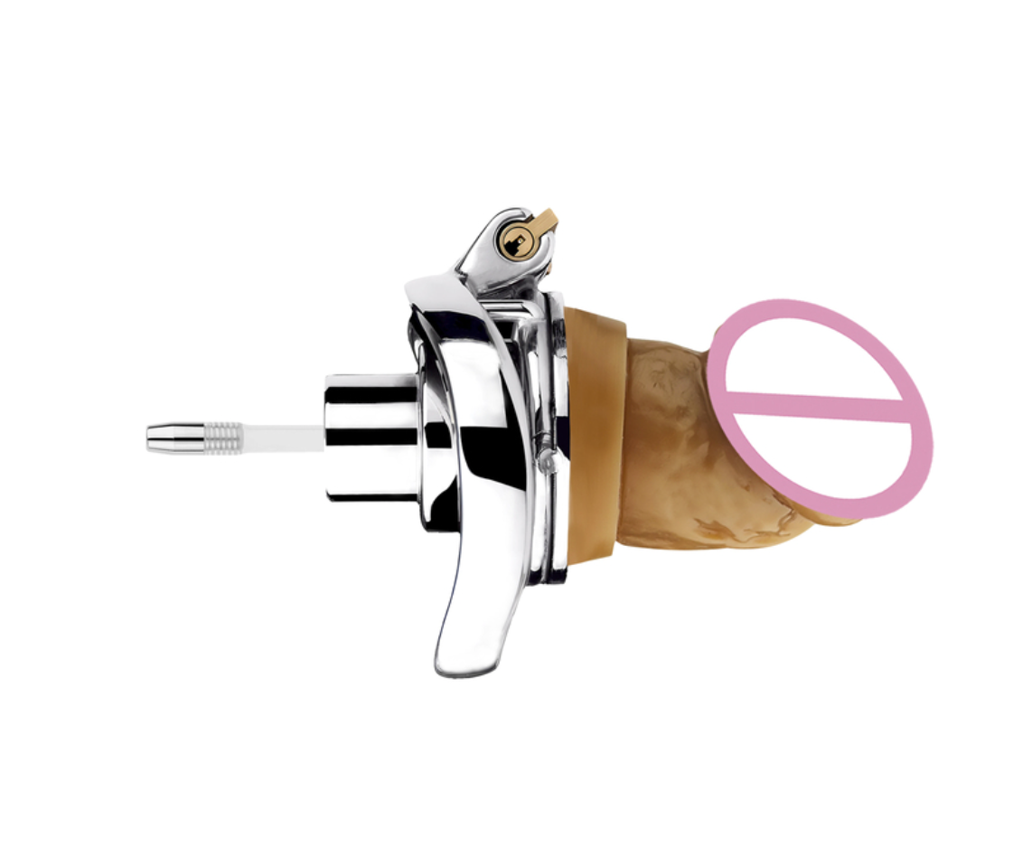 Inverted Chastity Cage with Dildo and Silicone Urethral Tube - InvertedChastity
