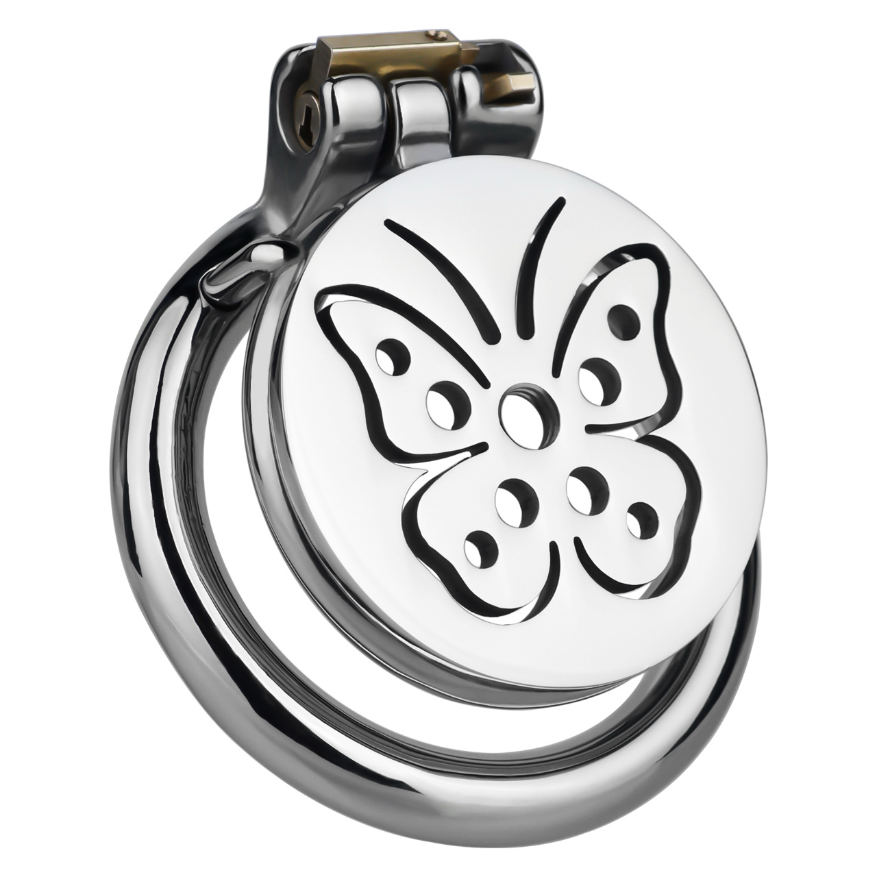 Chic Steel Butterfly Flat Chastity Cage for Sissy Training Urethral Cock Lock BDSM Toy for Men