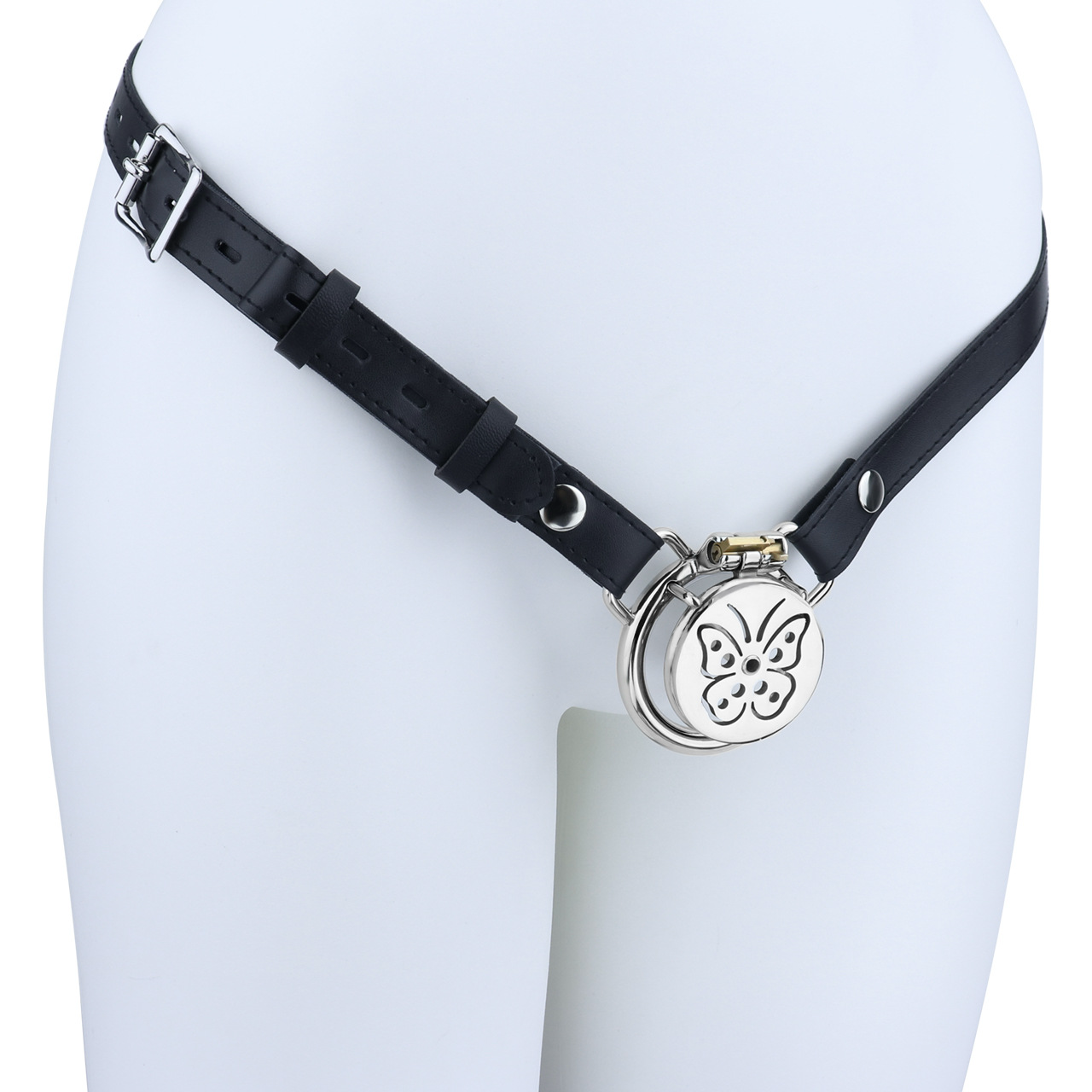Chic Steel Butterfly Flat Chastity Cage for Sissy Training Urethral Cock Lock BDSM Toy for Men