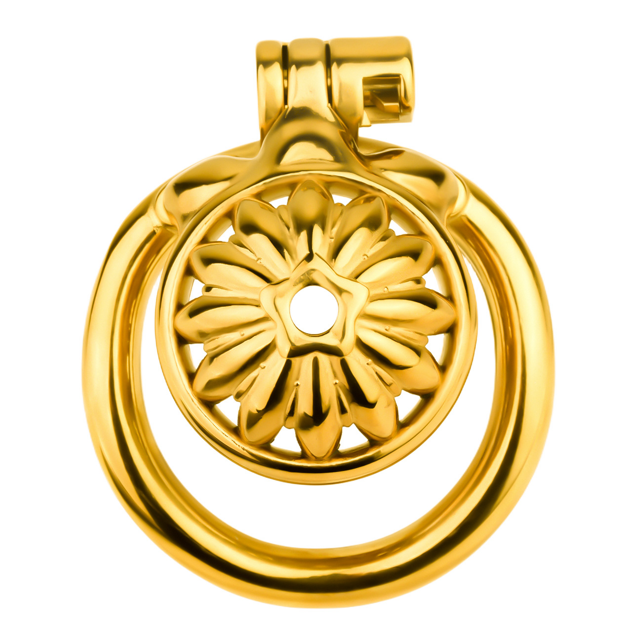 Gold Sunflower Tiny Chastity Cage Small Metal CockCage For Men Sissy Gay