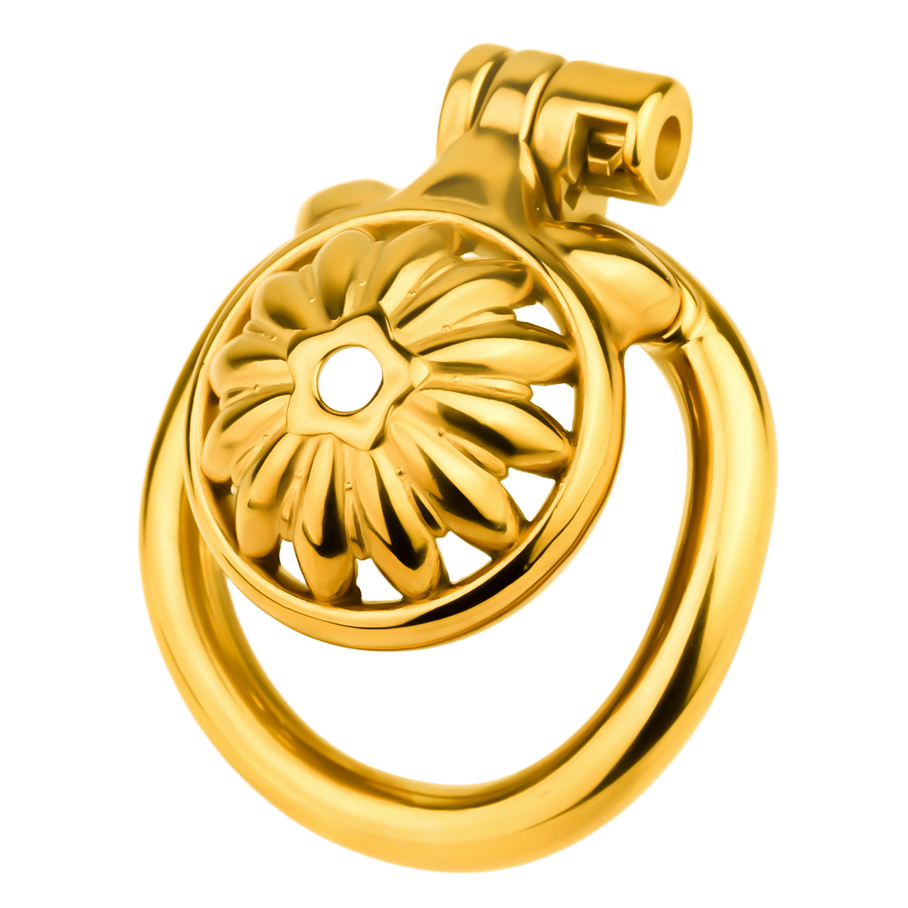 Gold Sunflower Tiny Chastity Cage Small Metal CockCage For Men Sissy Gay
