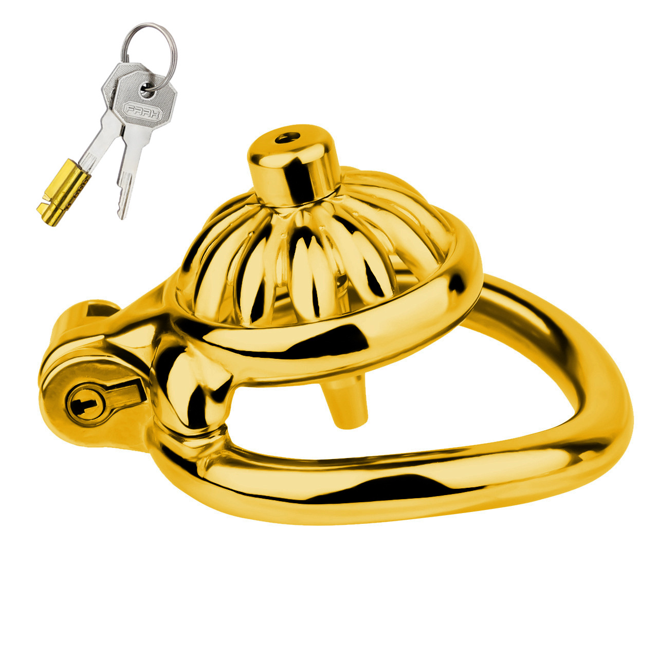 Gold Sunflower Tiny Chastity Cage Small Metal CockCage For Men Sissy Gay