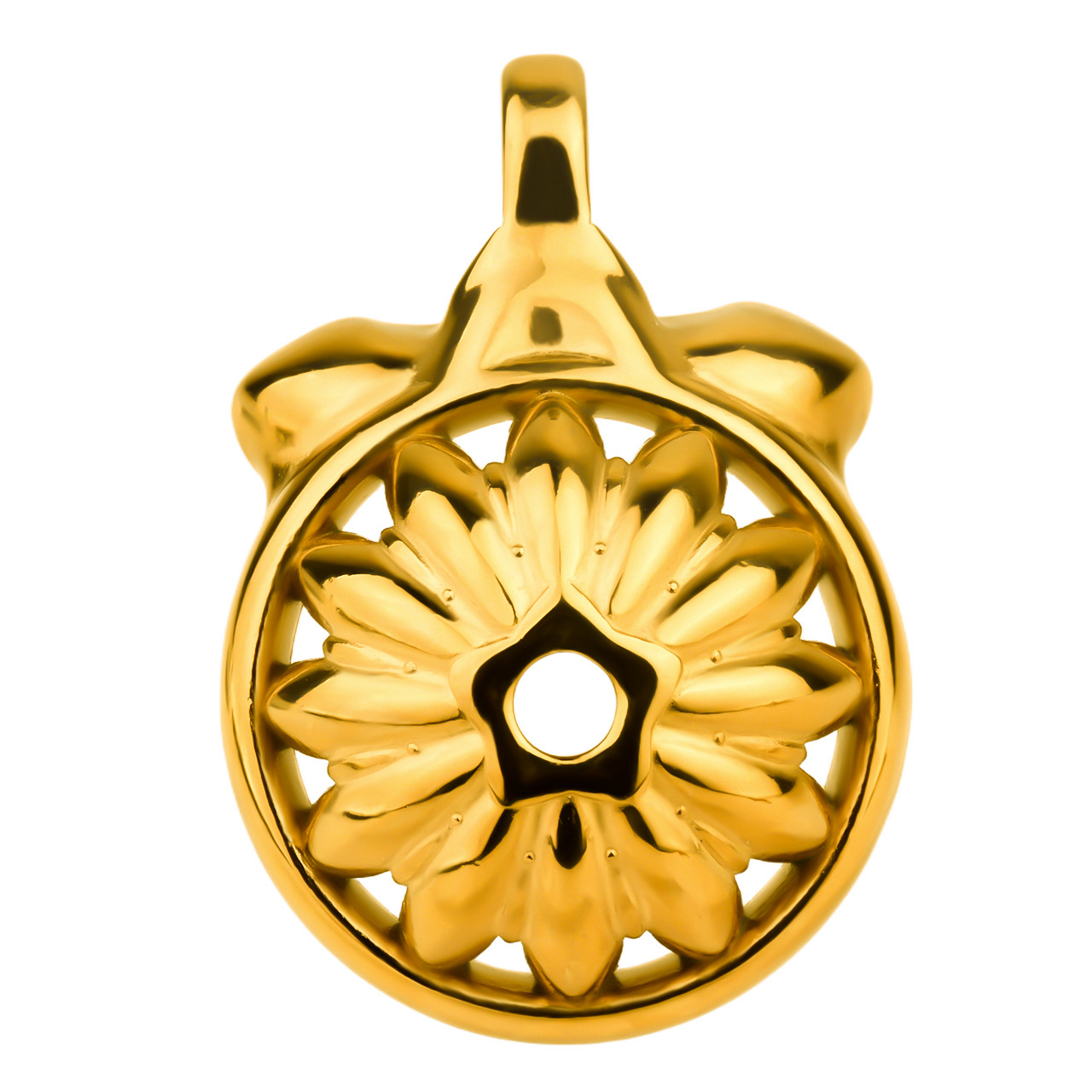 Gold Sunflower Tiny Chastity Cage Small Metal CockCage For Men Sissy Gay