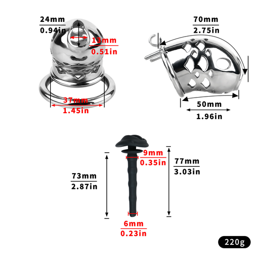 One-Piece Stainless Steel Goldfish Chastity Cage for Men