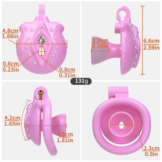 Pink Sissy Inverted Chastity Cage Clitoris Diamond Chastity Lock for Ladyboys