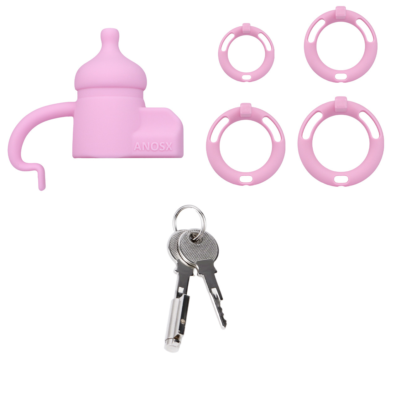 Silicone Baby Bottle Chastity Cage Soft Touch Comfy Cock Lock for Men and Sissy
