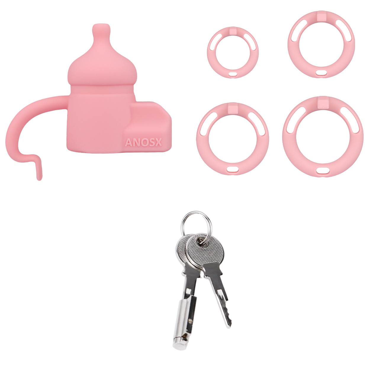 Silicone Baby Bottle Chastity Cage Soft Touch Comfy Cock Lock for Men and Sissy