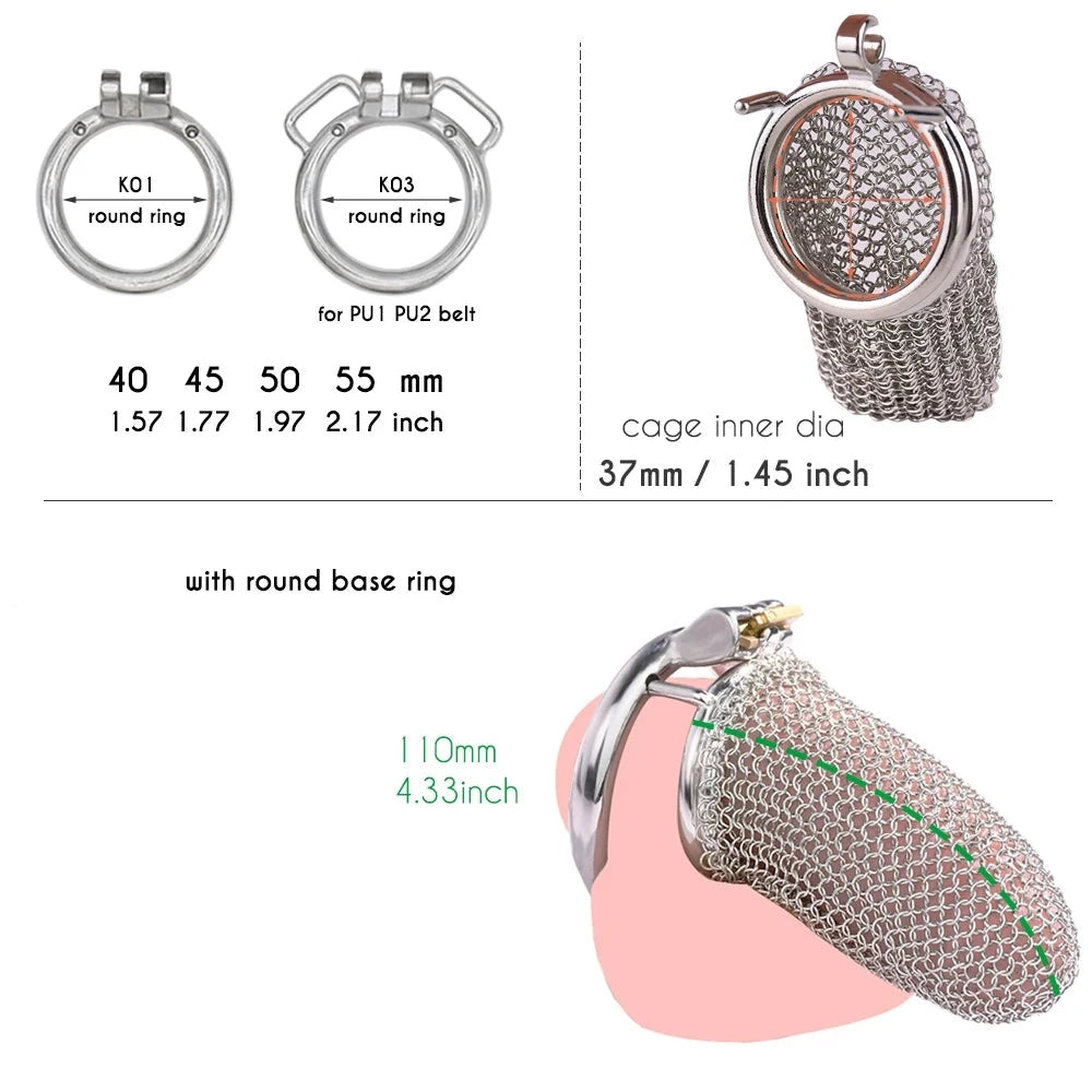 soft metal mesh chastity cage comfy cock cage for beginners and big cock