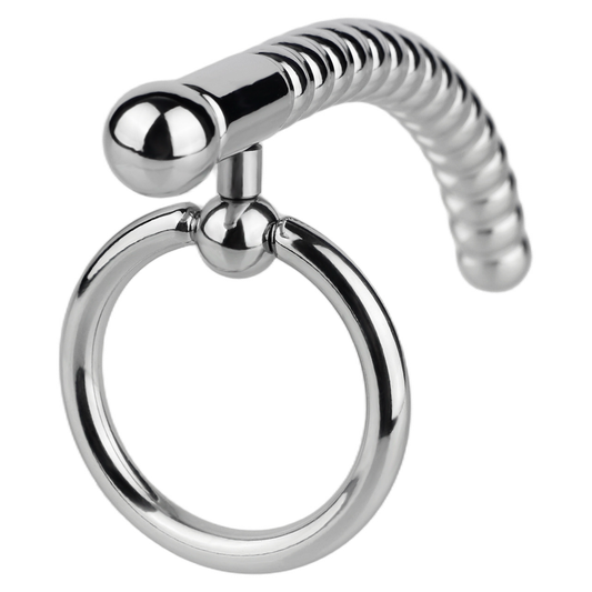 Stainless Steel PA Urethral Sounding Rod with Rotating Glans Ring for Men BDSM Sex Torment Toy