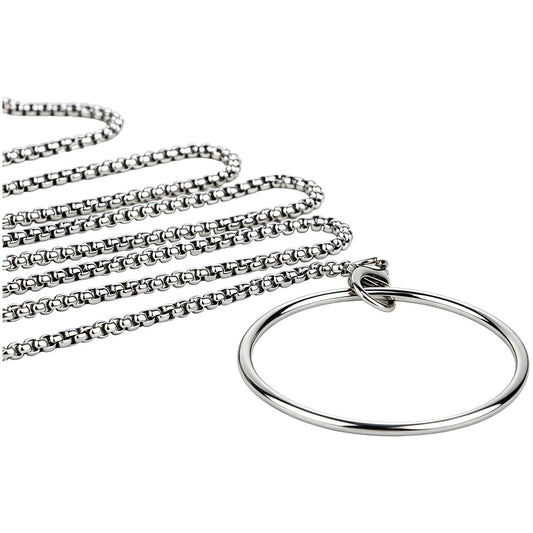 Stainless Steel Flat Chastity Cage with Removable Chain Leash
