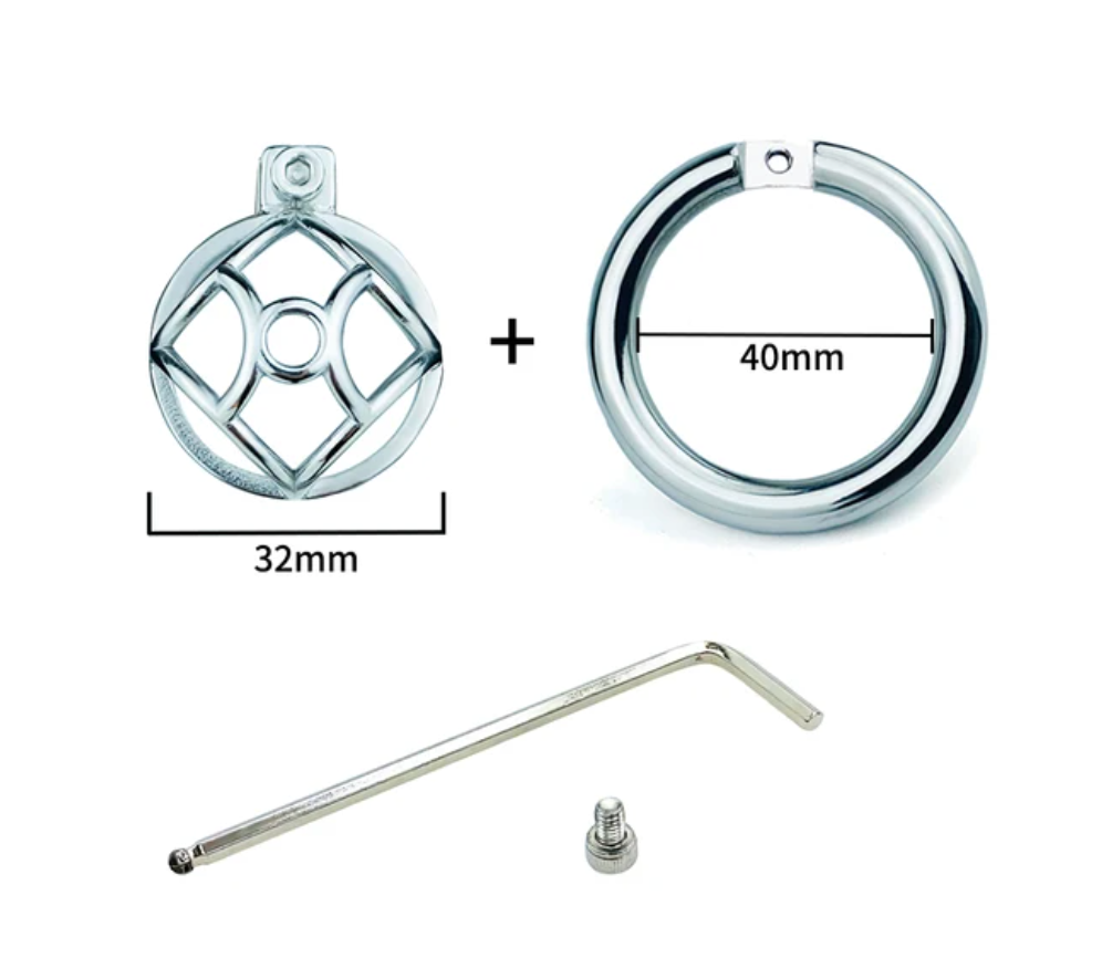 Stainless Steel Negative Chastity Cage with Removable Metal Urethral Tube