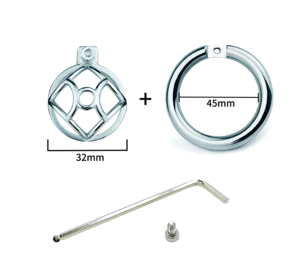 Stainless Steel Negative Chastity Cage with Removable Metal Urethral Tube