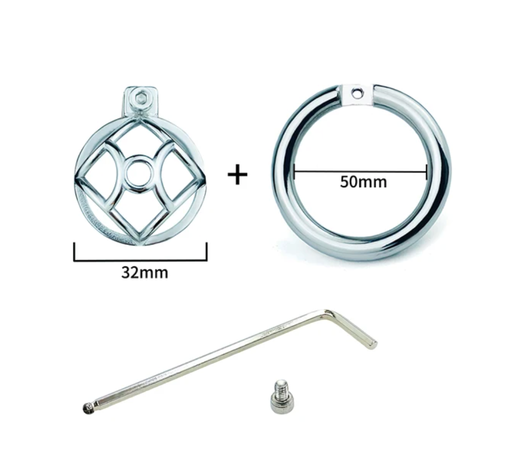 Stainless Steel Negative Chastity Cage with Removable Metal Urethral Tube