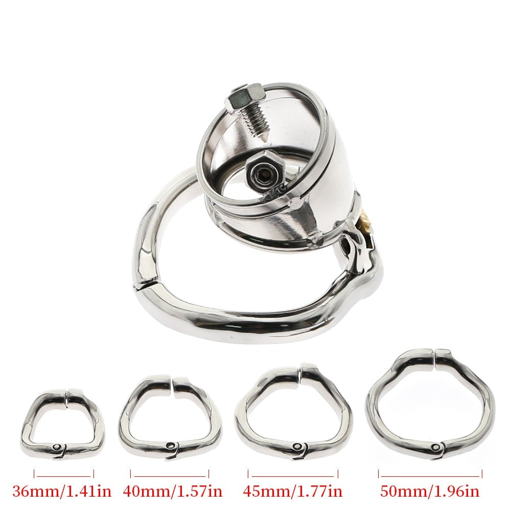 Adjustable Spiked Cock Cage For Men - Super Short Spiked Chastity Cage in Stainless Steel