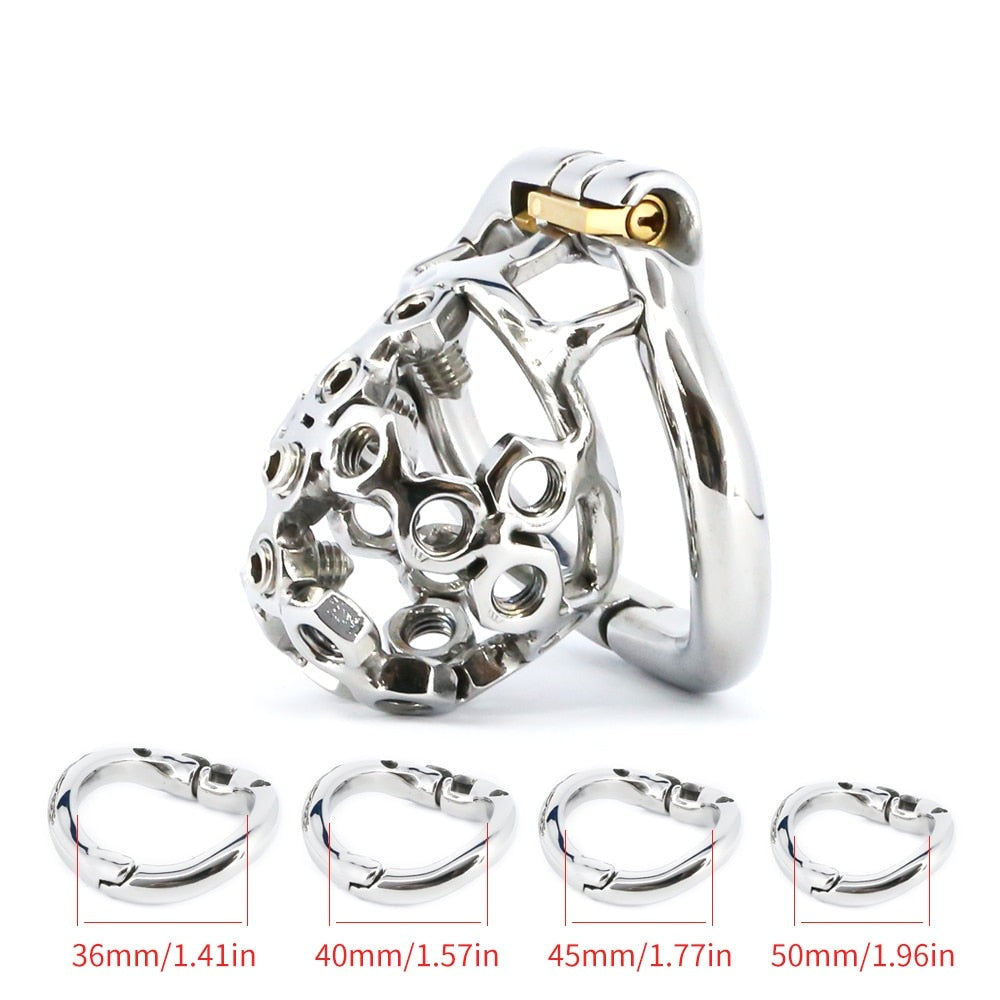 Spiked Chastity Cage For Men - Adjustable Small Metal Cock Cage