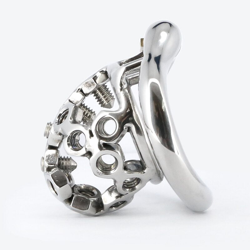 Spiked Chastity Cage For Men - Adjustable Small Metal Cock Cage