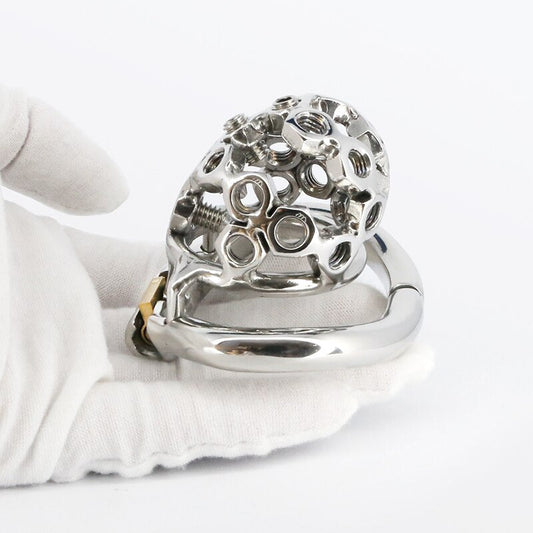 Spiked Chastity Cage For Men - Adjustable Small Metal Cock Cage