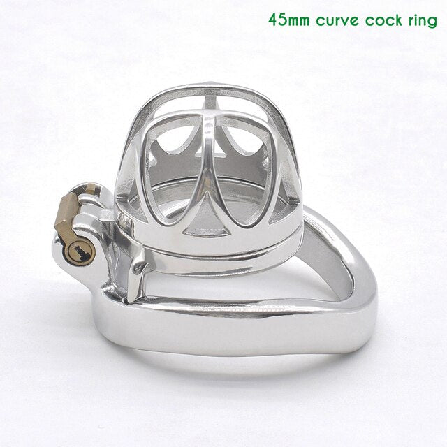 BDSM Metal Inverted Chastity Cock Cage with Lock Penis Rings