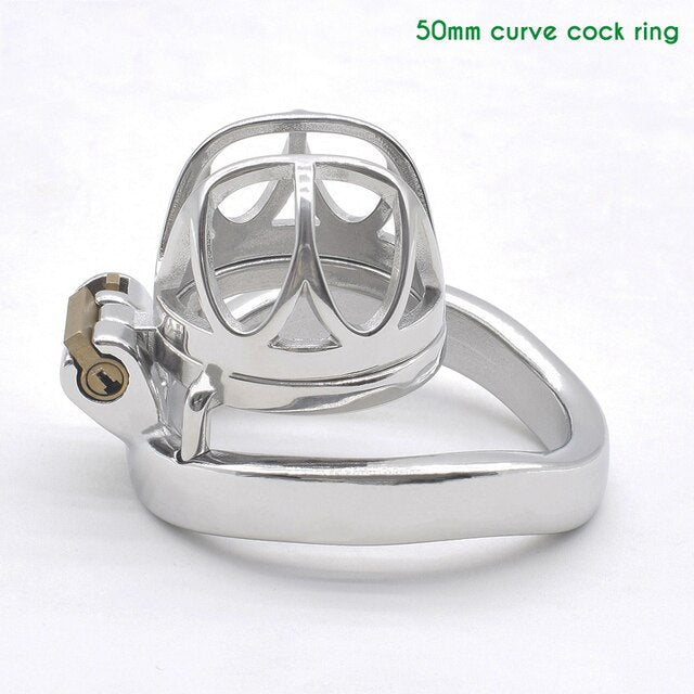BDSM Metal Inverted Chastity Cock Cage with Lock Penis Rings