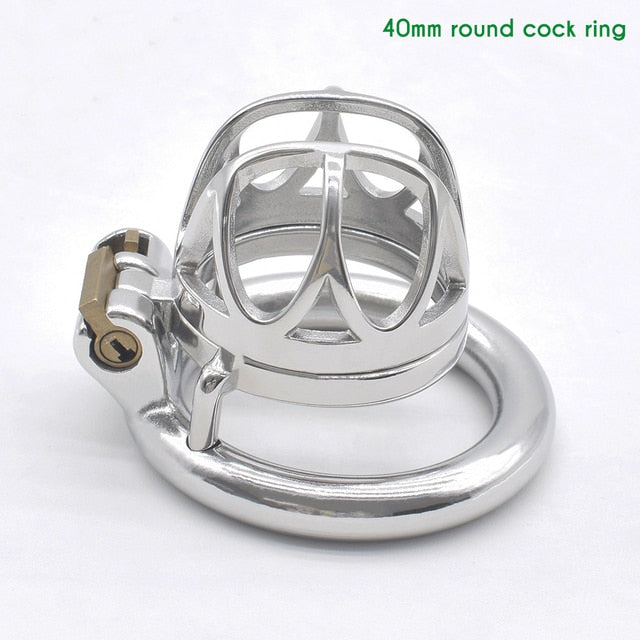 BDSM Metal Inverted Chastity Cock Cage with Lock Penis Rings