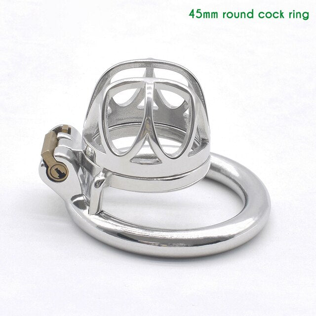 BDSM Metal Inverted Chastity Cock Cage with Lock Penis Rings