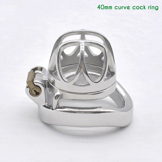 BDSM Metal Inverted Chastity Cock Cage with Lock Penis Rings